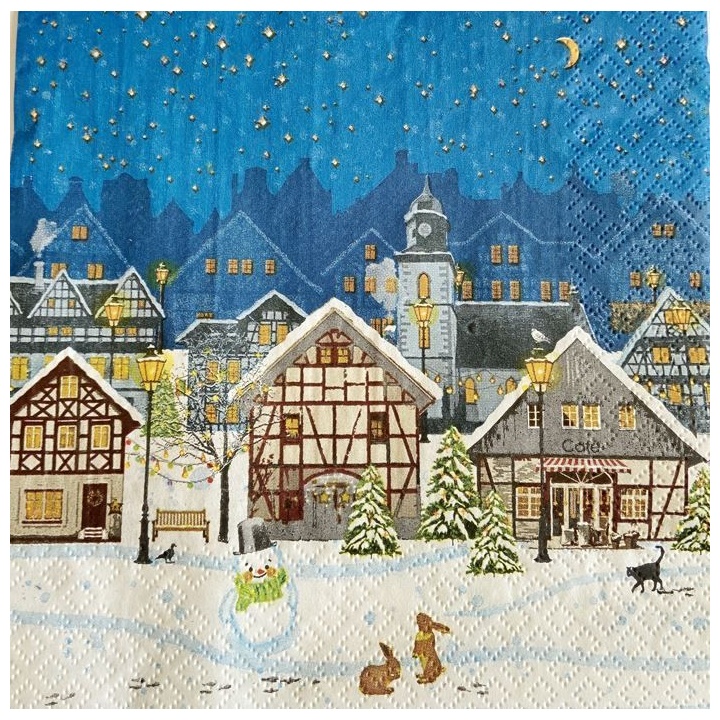 Servetele pentru decoupage Christmas Village - 1 buc