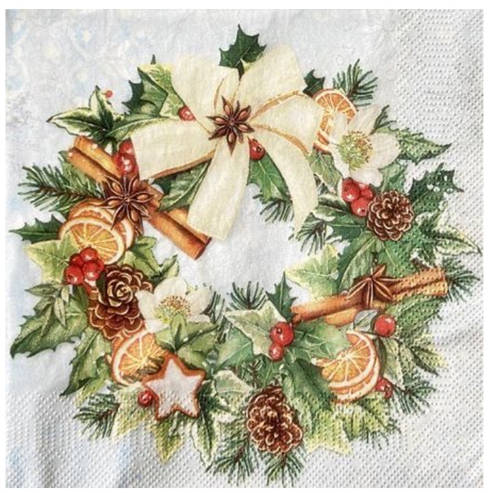 Șervețele pentru decoupage Christmas Wreath - 1 buc