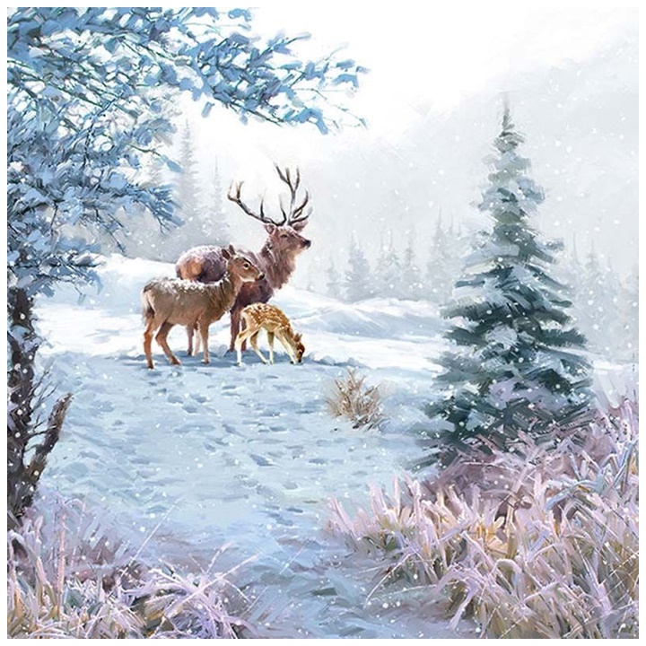 Șervețele pentru DECOUPAGE Deer Family - 1 buc