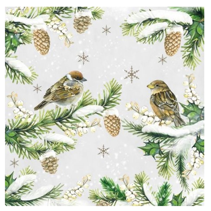 Șervețele pentru DECOUPAGE Sparrows in Snow - 1 buc