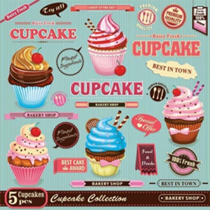 Șervețele pentru DECOUPAGE Vintage Cupcake Poster - 1 buc