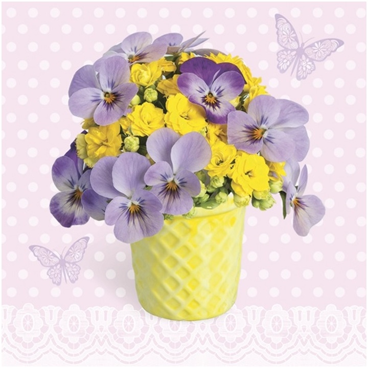 Șervețele pentru decoupage Violets and Primroses - 1 piesă