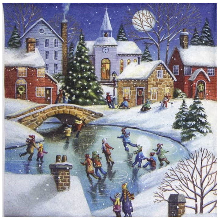 Șervețele pentru DECOUPAGE Winterly Ice Skating - 1 buc