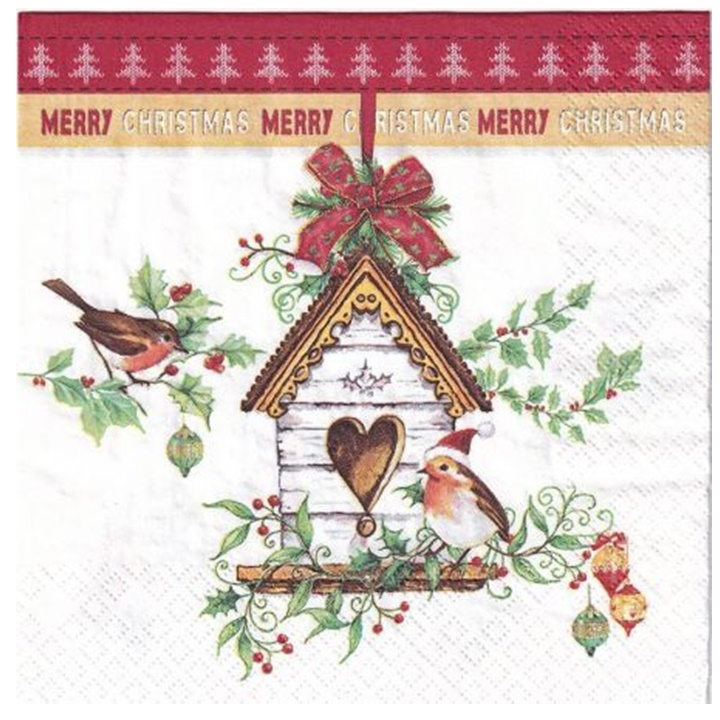 Șervețele pentru DECOUPAGE Xmas Bird House - 1 buc