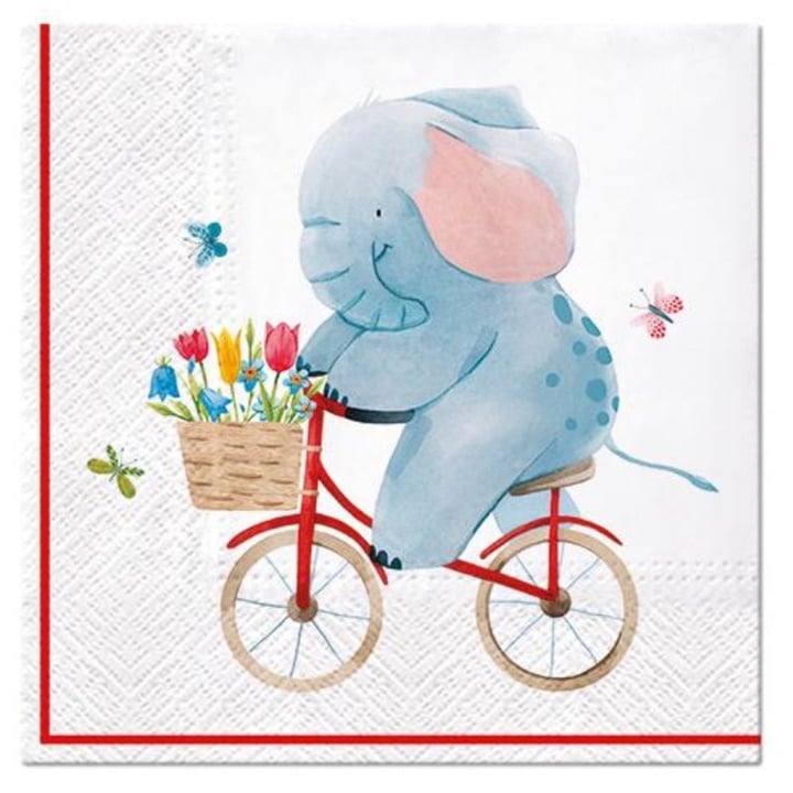 Șervețele pentru decupaj Elephant on Bike - 1 buc