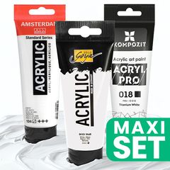 Set avantajos de 3 vopsele albe acrilice