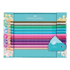 Set cadou creioane colorate acuarele Faber-Castell Sparkle