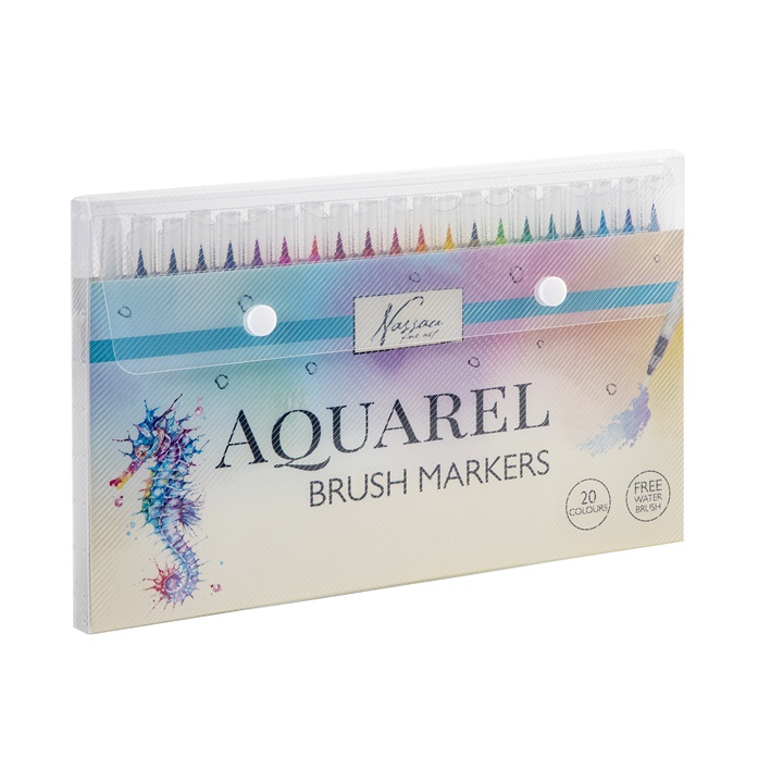 Set carioci acuarelă - 20 bucăți și pensulă