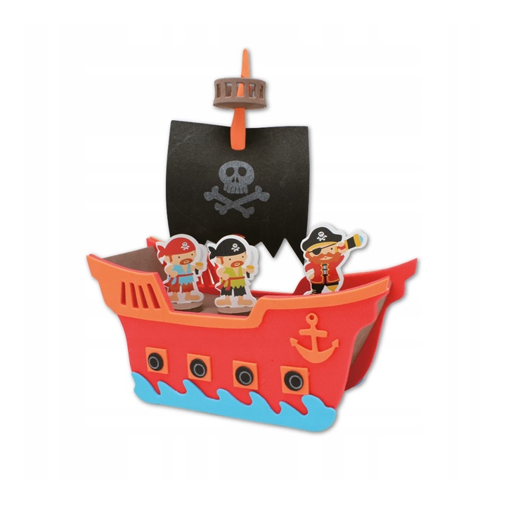 Set creativ din spuma pentru copii - Nava piratilor - 38 piese