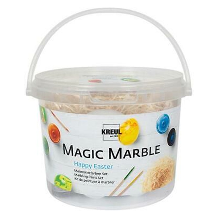Set cu efect de marmorare Kreul Magic Marble Happy Easter