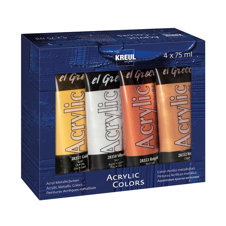 Set culori acrilice metalizate El Greco 4 x 75 ml 