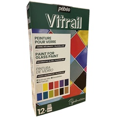 Set culori pentru sticlă Pebeo Vitrail 12 x 20ml
