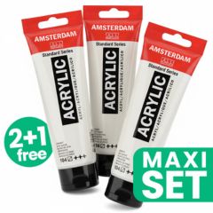 Set de 3 vopsele acrilice Amsterdam - 2 + 1 gratuit | Titanium White