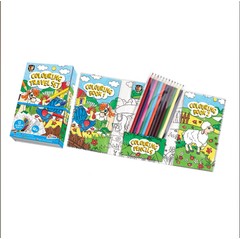 Set de călătorie pentru colorat pentru copii cu 2 cărți și 12 creioane 