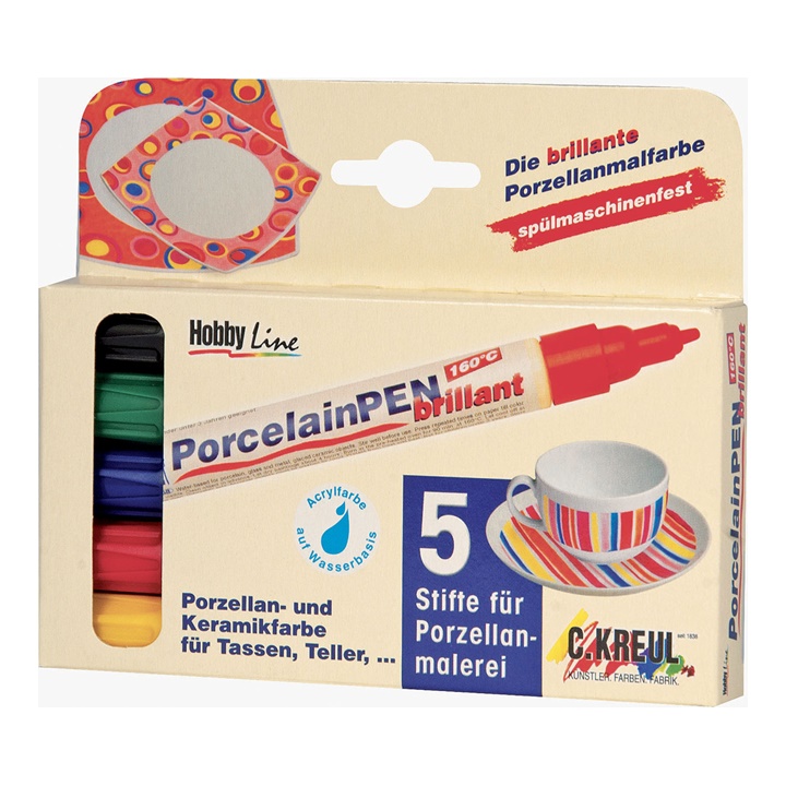 Set de carioci pentru portelan Hobby Line Brillant-- 5 buc