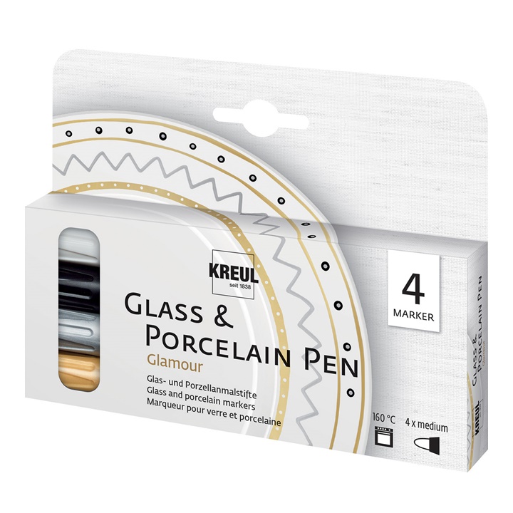Set de carioci pentru sticla si portelan KREUL Glamour - 4 buc