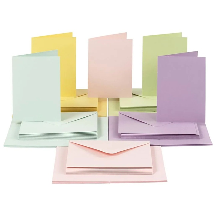 Set de cărți poștale pastelate și plicuri 10.5x15 cm - 50 buc