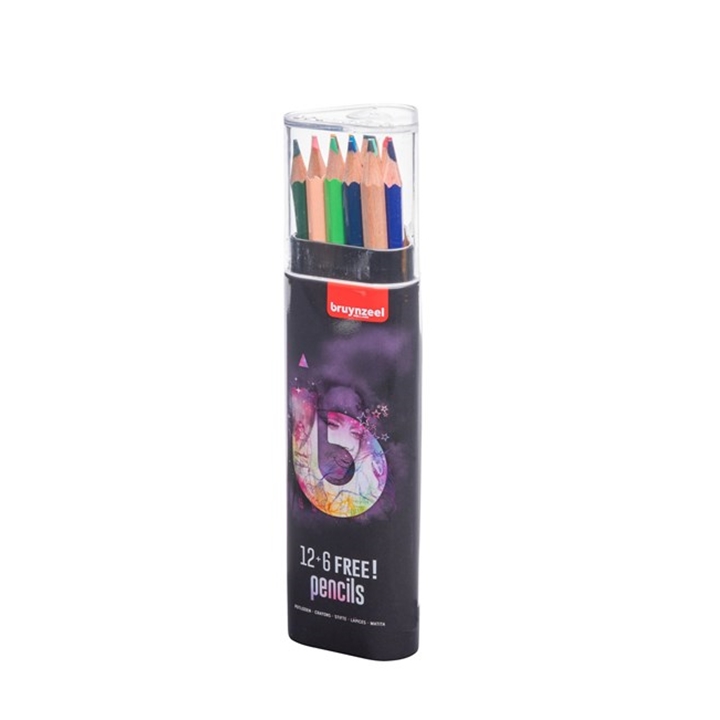 Set de creioane într-o cutie metalică bruynzeel - roz - 18 bucăți