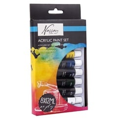 Set de culori acrilice Nassau Fine Art 8 x 12 ml