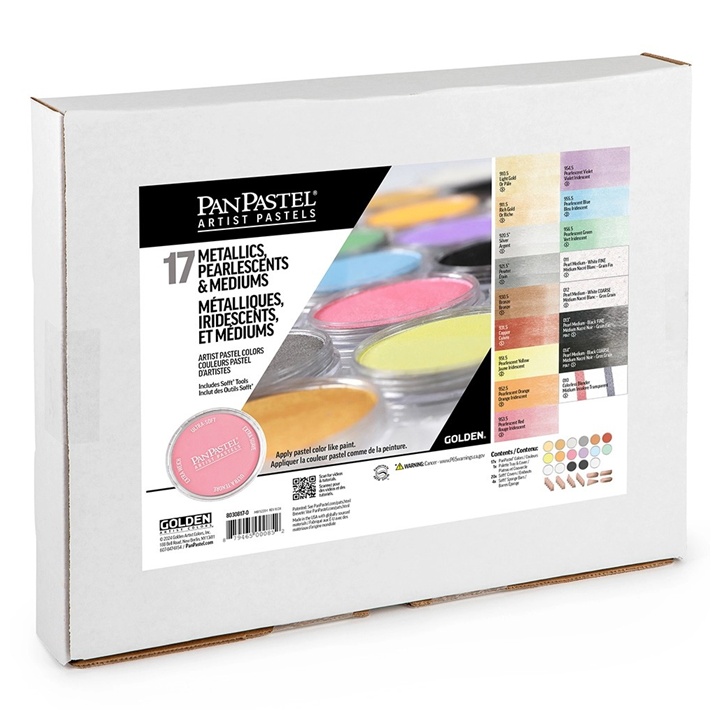 Set de pasteluri metalice și perlate PanPastel cu medii aurii - 17 buc