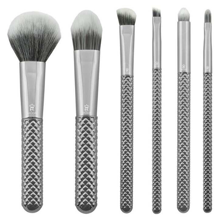 Set de pensule cosmetice Metallic Silver
