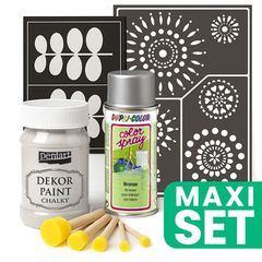 Set de renovare a mobilierului cu vopsea spray argintie - alb cremos