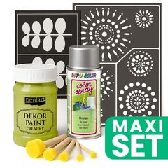 Set de renovare a mobilierului cu vopsea spray argintie - verde gălbui