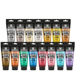 Set de vopsele acrilice metalice ACRYL PRO Kompozit 15x75 ml