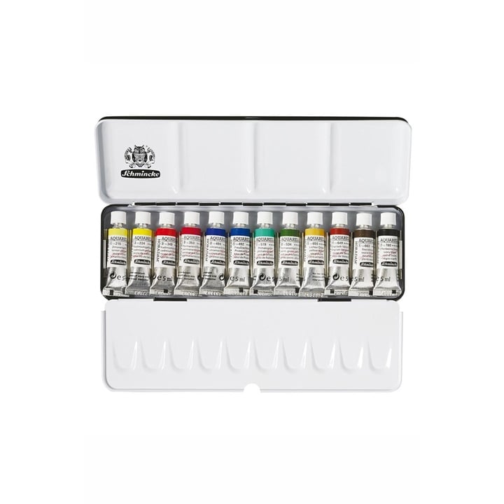 Set de vopsele de acuarelă în tuburi Schmincke HORADAM în cutie metalică  | 12 x 5 ml