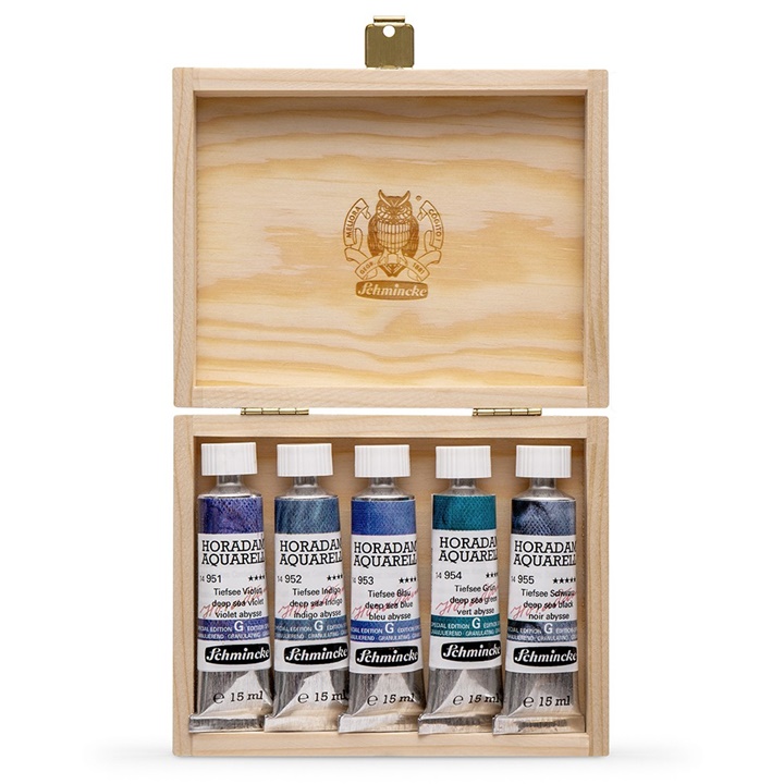 Set de vopsele de acuarelă în tuburi Schmincke Super Granulation 5x15ml  | Set deep sea
