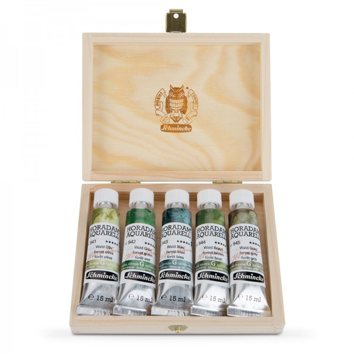 Set de vopsele de acuarelă în tuburi Schmincke Super Granulation 5x15ml  | Set forest