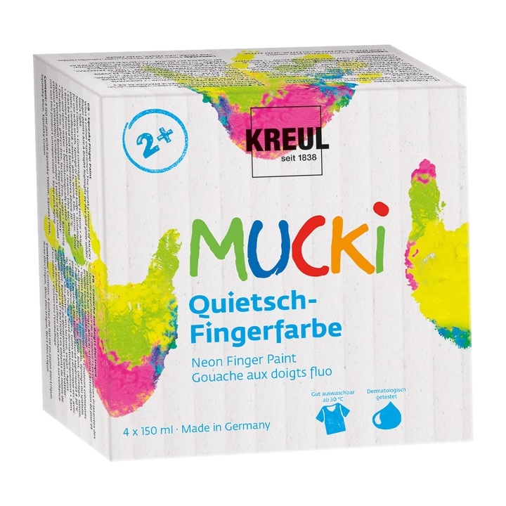Set de vopsele pentru degete MUCKI  | nuanțe neon 4 x 150 ml