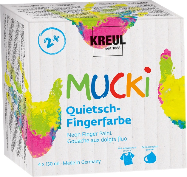 Set de vopsele pentru degete MUCKI  | nuanțe neon 4 x 150 ml