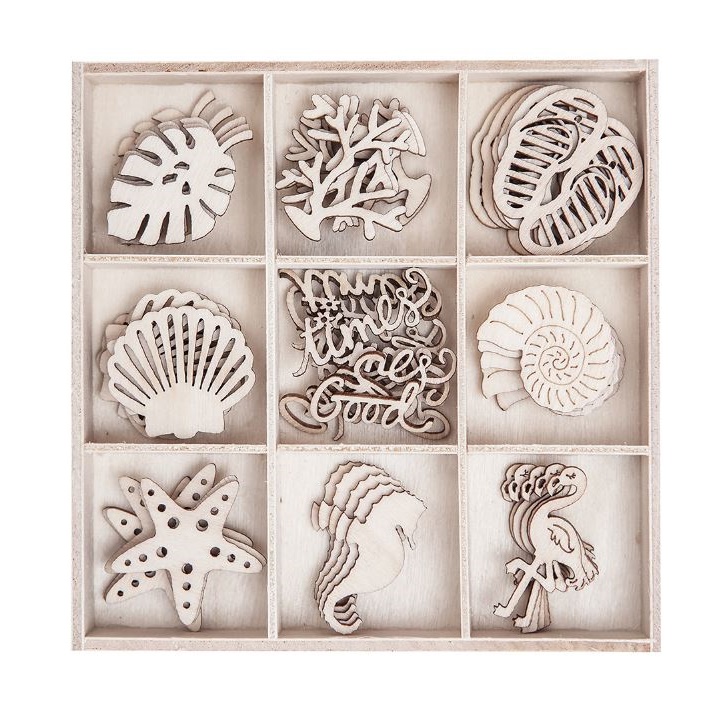 Set decoratiuni din lemn Mare - 45 buc