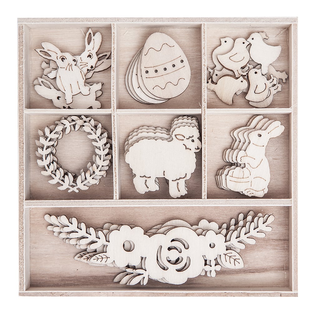 Set decoratiuni din lemn - Paște - 35 buc