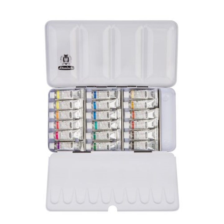 Set vopsele de acuarelă în tuburi Schmincke HORADAM în cutie metalică  | 18 x 5 ml