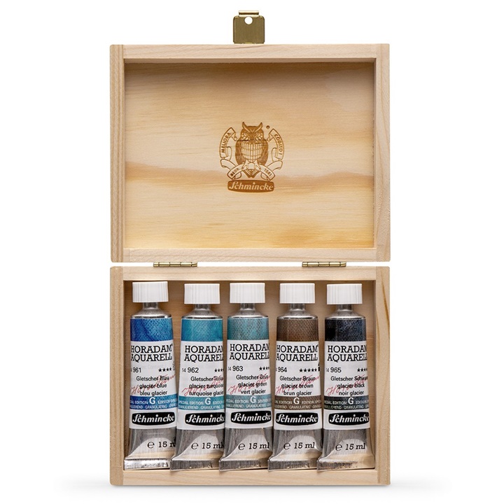 Set vopsele de acuarelă în tuburi Schmincke Super Granulation 5x15ml  | Set glacier