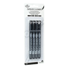 Stilou grafic Royal & Langnickel NANO-LINER / set de 4 stilouri