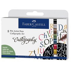 Stilouri caligrafice Faber-Castell Pitt / set din 8 piese