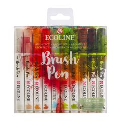 Stilouri pentru acuarelă Ecoline Brush Pen Architect  | Set de 10 bucăți