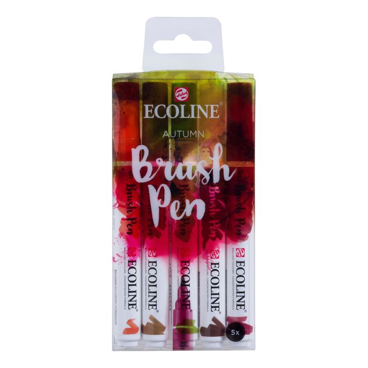 Stilouri pentru acuarelă Ecoline Brush Pen Autumn  | Set de 5 bucăți