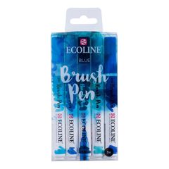 Stilouri pentru acuarelă Ecoline Brush Pen Blue | Set de 5 bucăți