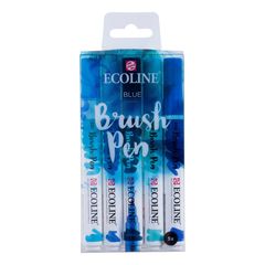 Stilouri pentru acuarelă Ecoline Brush Pen Blue  | Set de 5 bucăți