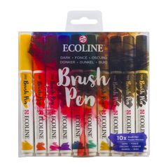 Stilouri pentru acuarelă Ecoline Brush Pen Dark | Set de 10 bucăți