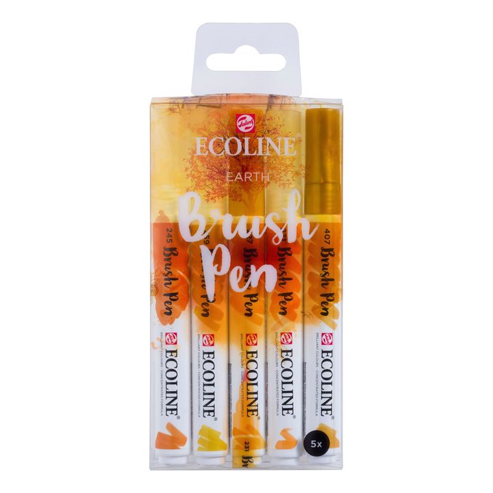 Stilouri pentru acuarelă Ecoline Brush Pen Earth  | Set de 5 bucăți