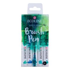 Stilouri pentru acuarelă Ecoline Brush Pen Green Blue  | Set de 5 bucăți