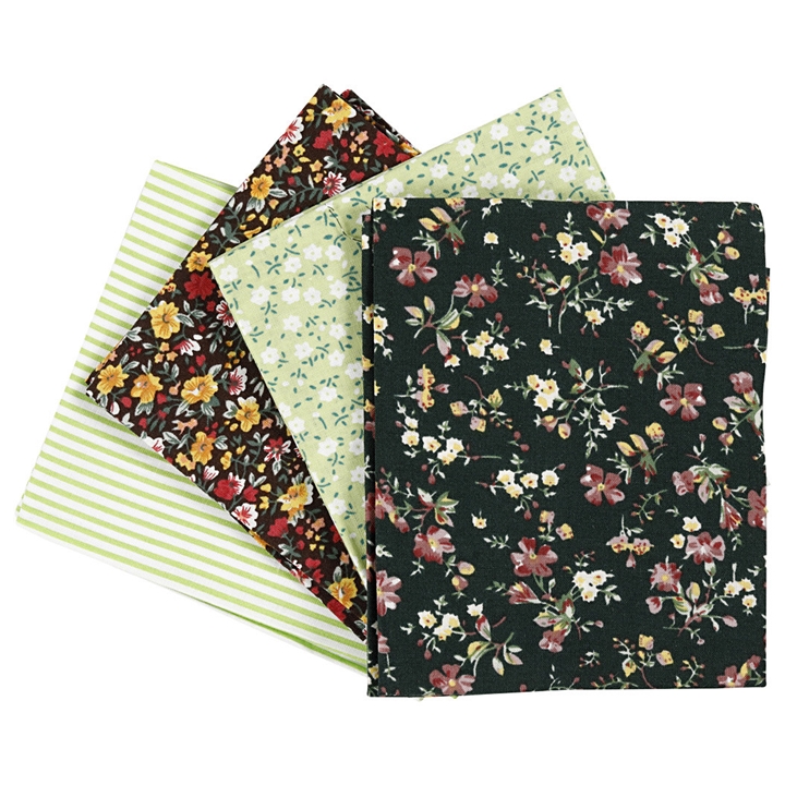 Țesătură patchwork - verde - 4 buc - 45 x 55 cm