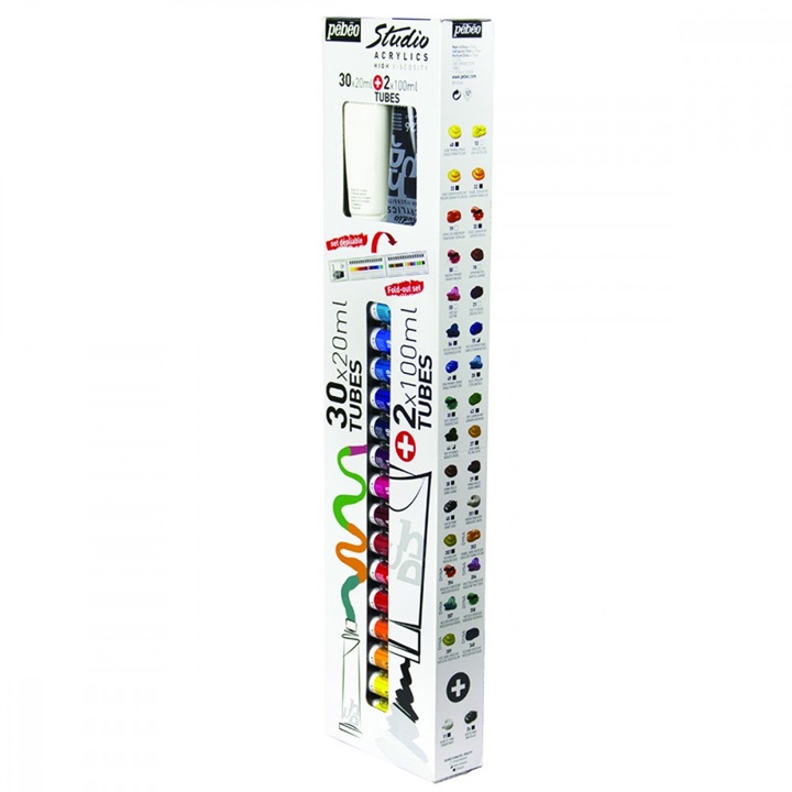 Vopsele acrilice Pebeo Studio 30 x 20 ml   2 x 100 ml
